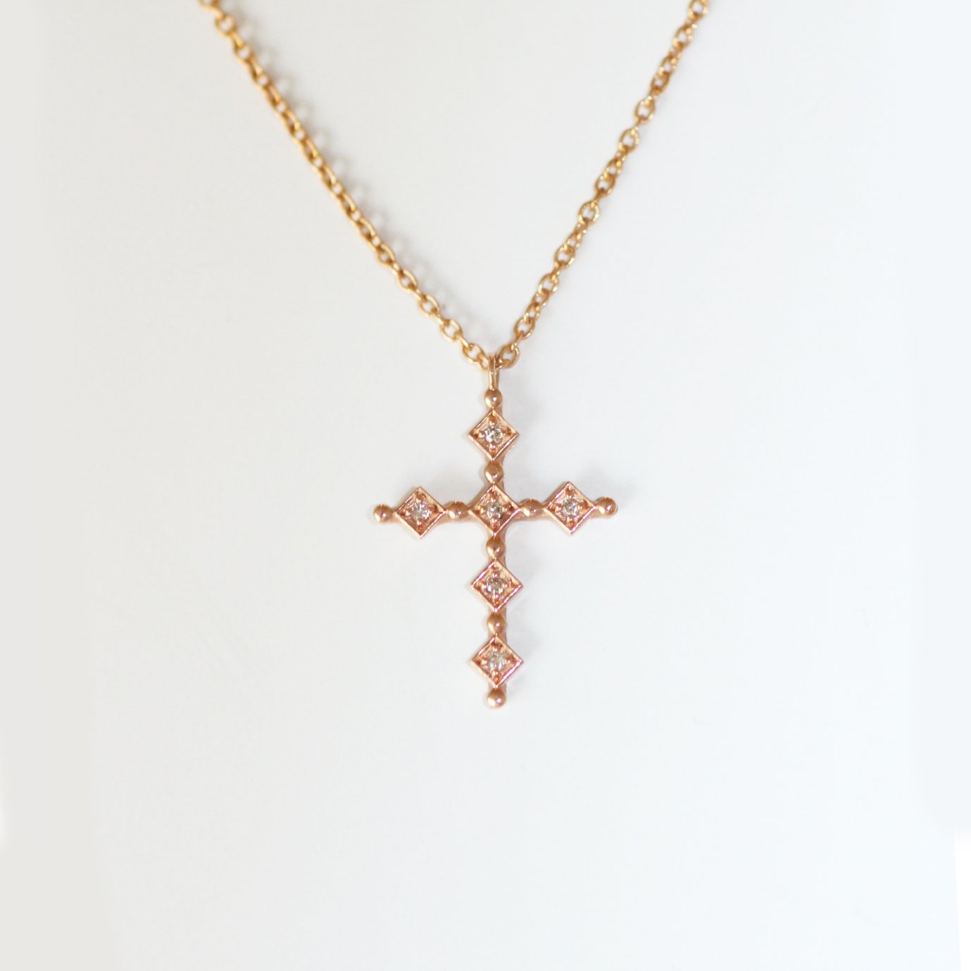 Pink Antique Cross Necklace | vasa new york
